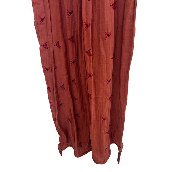 Free People Dahlia Floral Embroidered Smocked Puff Sleeve Boho Pant Jumpsuit - Picture 6 of 11